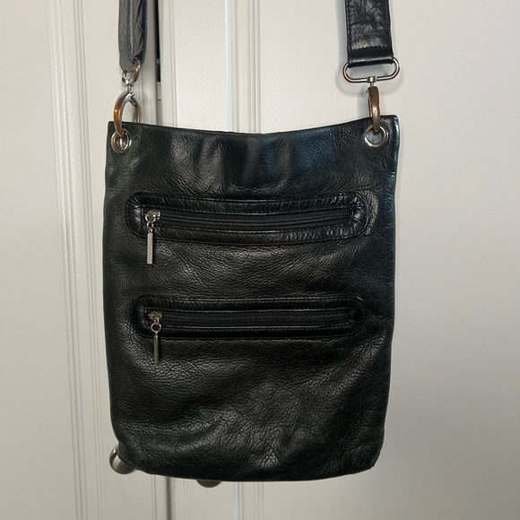 Margot Black Leather Multi Zip Crossbody Purse - Picture 1 of 8